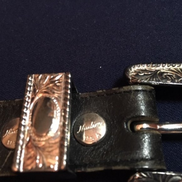 Vintage Nadim USA Silver Plated Medallions Western Black Rodeo Leather Belt main image 10
